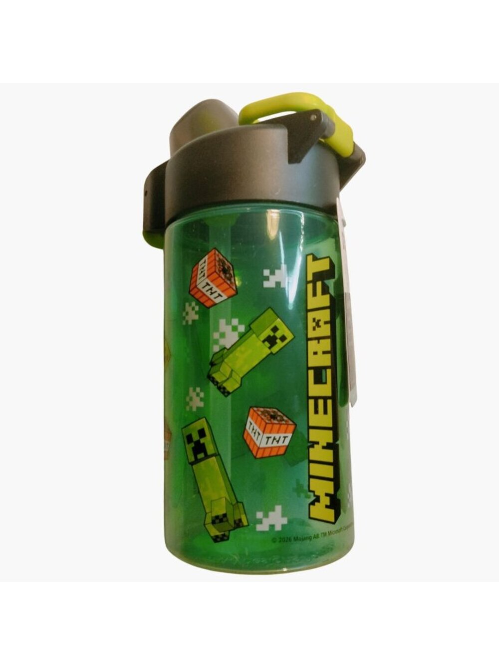Zac Minecraft Green Plastic Water Bottle Flip Spout Creeper TNT BPA Free Durable